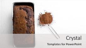  Presentation with baking cake - Amazing PPT layouts having rectangle - chocolate cake in baking dish backdrop and a  colored foreground