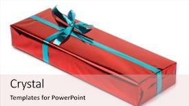  Presentation with ribbon green - Amazing slide set having rectangle - gift box wrapped with green backdrop and a lemonade colored foreground