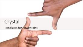  Presentation with frame - Beautiful presentation design featuring rectangle - hand frame isolated on white backdrop and a lemonade colored foreground