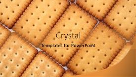  Presentation with biscuit - PPT theme featuring rectangle-cookies-stacked-in-rows background and a gold colored foreground