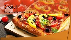  Presentation with leafy vegetables farm to table - Presentation theme featuring rectangle delicious pizza and vegetables background and a  colored foreground