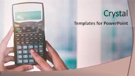  Presentation with calculator - Amazing theme having rectangle geometric pattern - cropped hands of businesswoman using backdrop and a lemonade colored foreground