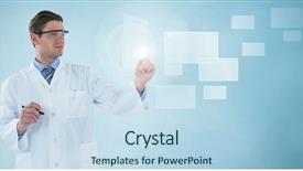  Presentation with lab coat - PPT layouts with rectangle geometric pattern - digital composite of man background and a sky blue colored foreground