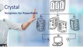  Presentation with virtual reality - Audience pleasing slide deck consisting of rectangle geometric pattern - happy young woman gesturing while backdrop and a sky blue colored foreground