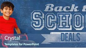  Presentation with wheelchair - PPT theme consisting of rectangle geometric pattern - portrait of boy sitting background and a ocean colored foreground