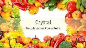  Presentation with fresh fruits vegetables - Slide set consisting of rectangular-composition-fresh-ripe-vegetables background and a blonde colored foreground