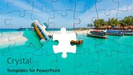  Presentation with marine - PPT layouts enhanced with rectangular-jigsaw-puzzle-with-beautiful background and a teal colored foreground