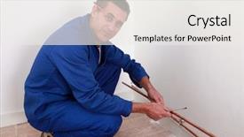  Presentation with copper - Audience pleasing slides consisting of rectifier - plumber fixing copper piping backdrop and a white colored foreground