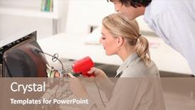  Presentation with television - Beautiful PPT layouts featuring rectifier - woman repairing television backdrop and a coral colored foreground