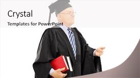  Presentation with professor - Presentation theme enhanced with rector - college professor in graduation gown background and a  colored foreground