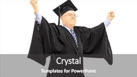  Presentation with graduation - Slide set with rector - mature man in graduation gown background and a  colored foreground