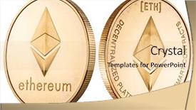  Presentation with cryptocurrency - Amazing theme having recuerdos de actividad fisica - physical ethereum coin on white backdrop and a  colored foreground