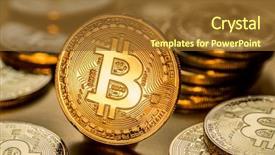  Presentation with blockchain technology - Beautiful PPT layouts featuring recuerdos de actividad fisica - shiny physical bitcoins on golden backdrop and a tawny brown colored foreground