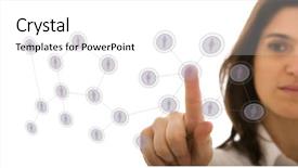  Presentation with network - PPT layouts consisting of recuritment management - businesswoman managing her contact network background and a white colored foreground
