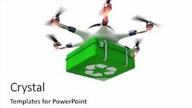  Presentation with recycle - Slides with recyclable robot - recycle green drone 3d image background and a white colored foreground