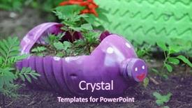  Presentation with plastic waste - Audience pleasing slides consisting of recycle - beautiful flowerbed made of plastic backdrop and a violet colored foreground