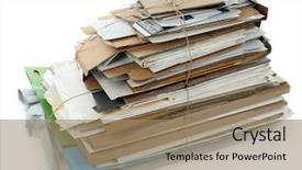  Presentation with watercolor paper texture white art - Slide deck featuring recycle - big stack of papers isolated background and a coral colored foreground