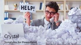  Presentation with recycling paper - Cool new slide deck with recycle - businessman in paper recycling concept backdrop and a light blue colored foreground