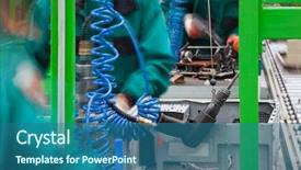  Presentation with electronics - Presentation theme consisting of recycle - electronics disposal recycling factory computers background and a ocean colored foreground