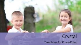  Presentation with bin - Amazing PPT theme having recycle - little kids throwing garbage backdrop and a light blue colored foreground