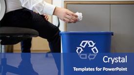  Presentation with bin - Cool new slides with recycle - man dropping screwed up paper backdrop and a ocean colored foreground