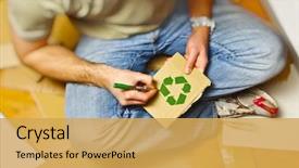  Presentation with recycling - Amazing PPT layouts having recycle - man on wood floor draw backdrop and a yellow colored foreground