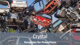  Presentation with waiting - PPT theme featuring recycle - old scrap cars on junkyard background and a gray colored foreground