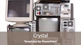  Presentation with obsolete - Slide deck consisting of recycle - old used and obsolete electronic background and a gray colored foreground