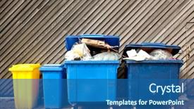  Presentation with waste - Colorful theme enhanced with recycle - overfilled trash of large wheelie backdrop and a ocean colored foreground