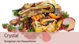  Presentation with eggshells - Beautiful PPT layouts featuring recycle - pile of food waste such backdrop and a coral colored foreground