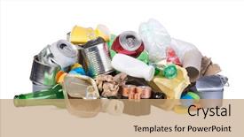  Presentation with pile of stacked firewood prepared - PPT layouts featuring recycle - pile of rubbish prepared background and a coral colored foreground