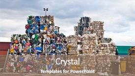  Presentation with piles - Beautiful slide deck featuring recycle - piles of colorful plastic waste backdrop and a coral colored foreground