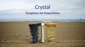  Presentation with recycle glass waste for recycling - PPT layouts with recycle - recycling bin in deauville beach background and a sky blue colored foreground