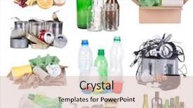  Presentation with recycle glass waste for recycling - Slides having recycle - rubbish prepared for recycling isolated background and a lemonade colored foreground