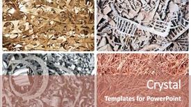  Presentation with scrap metal - Presentation theme featuring recycle - set of metal copper brass background and a coral colored foreground