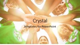  Presentation with recycle - Cool new slides with recycle - smiling group of activists piling backdrop and a lemonade colored foreground