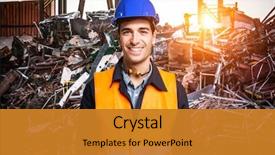  Presentation with recycle - Presentation design consisting of recycle - smiling worker wearing a high-visibility background and a gold colored foreground