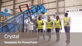  Presentation with staff - PPT theme having recycle - staff wearing reflective vests background and a gray colored foreground