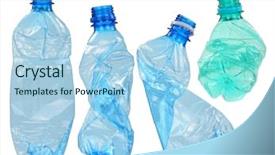  Presentation with recycle plastic - Slide set with recycle - used plastic bottles background and a light blue colored foreground