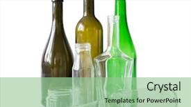  Presentation with bottles - Beautiful slides featuring recycle - variety of glass bottles backdrop and a seafoam green colored foreground