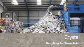  Presentation with waste - Slide deck with recycle - waste falling on pile background and a gray colored foreground