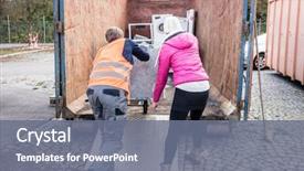  Presentation with electrical - Audience pleasing PPT theme consisting of recycle - woman and man giving electrical backdrop and a gray colored foreground