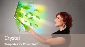  Presentation with environmental - PPT theme consisting of recycle and environmental symbol background and a coral colored foreground