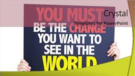  Presentation with change attitude - Audience pleasing presentation design consisting of recycle attitude - you must be the change backdrop and a violet colored foreground