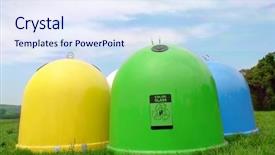  Presentation with recycle - Audience pleasing PPT theme consisting of recycle bins for color glass backdrop and a sky blue colored foreground