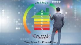  Presentation with energy efficiency - Audience pleasing PPT theme consisting of recycle certificate - businessman in energy efficiency concept backdrop and a  colored foreground