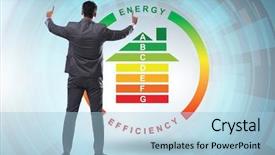  Presentation with energy efficiency - Beautiful presentation theme featuring recycle certificate - businessman in energy efficiency concept backdrop and a light blue colored foreground