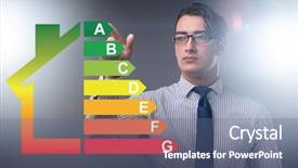  Presentation with energy efficiency - Presentation having recycle certificate - businessman in energy efficiency concept background and a  colored foreground