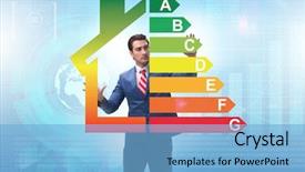  Presentation with energy efficiency - Audience pleasing presentation theme consisting of recycle certificate - businessman in energy efficiency concept backdrop and a  colored foreground