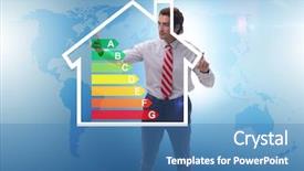  Presentation with energy efficiency - Slides having recycle certificate - businessman in energy efficiency concept background and a  colored foreground